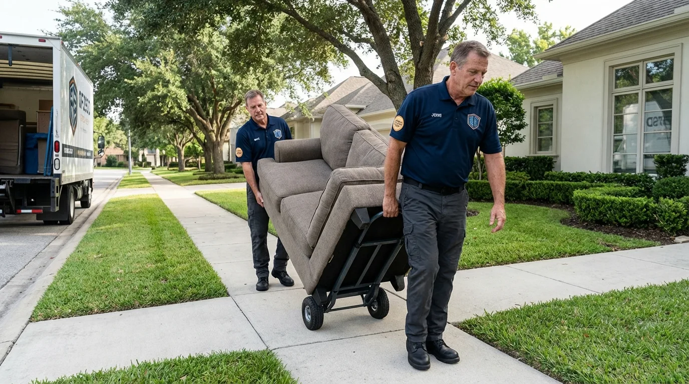 Local residential moving crew loading furniture in Eagle Pass, TX